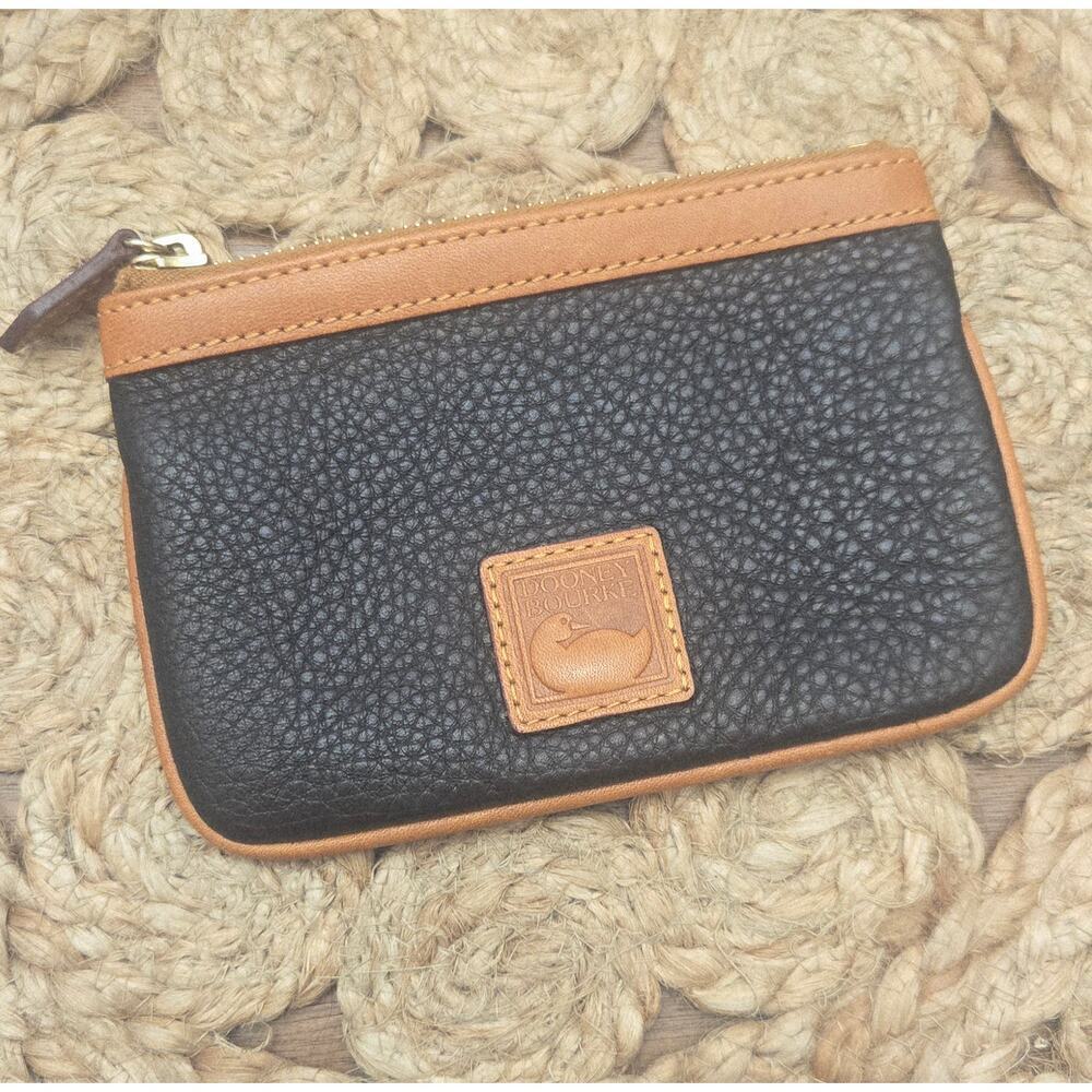 Dooney and Bourke Black Pebble Leather Zip Coin Clutch